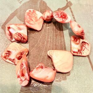 Iridescent Copper Cream Mother of Pearl Statement Bracelet – Handmade